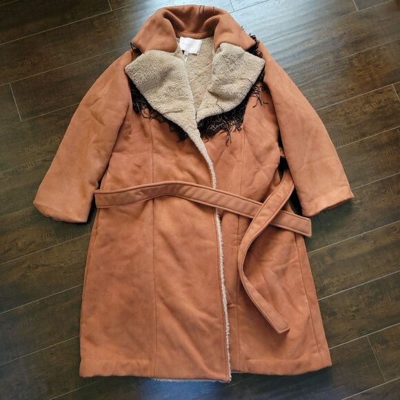 Anthropologie Hutch Daisy Fringe Coat Womens 2X Retro Penny Lane Country Faux Fu - Picture 3 of 10